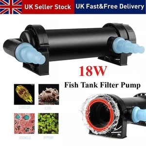 18W Aquarium Pond Fish Tank Sterilizer UV Lamp Light Clarifier/ Filter Pump UK - Picture 1 of 14
