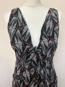 Whistles Black & White Print Tie Front Linen Midi Sundress Size 10 Preloved - Picture 1 of 8