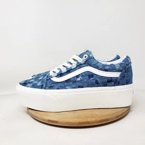 Vans Old Skool Stacked Damenschuhe 8,5 gewebt Denim Plateau klobige Turnschuhe - Bild 1 von 16