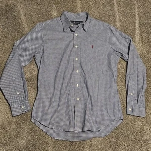 Ralph Lauren Mens Shirt Large Black White Gingham Slim Fit Long Sleeve Casual  - Picture 1 of 9