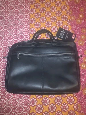 Maletín clásico de cuero para computadora portátil Samsonite Toploader negro Foto 1 de 4