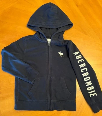 Abercrombie Fitch Kids 5/6 Embroidered Logo Full Zip Navy Blue Hoodie Sweatshirt - Image 1 of 4