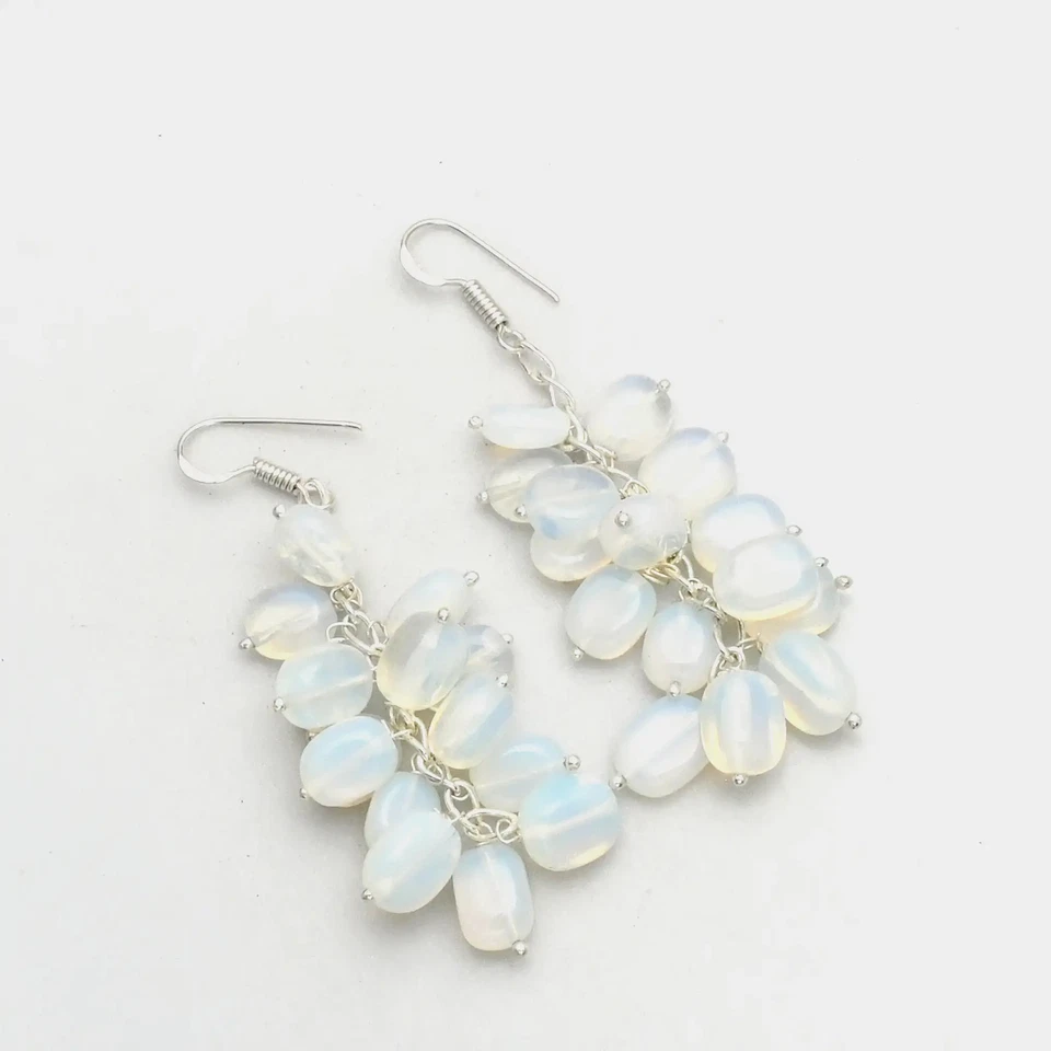 Pendientes colgantes de piedras preciosas de opalita hechos a mano joyas para Año Nuevo 3" AE-99549 Foto 1 de 1