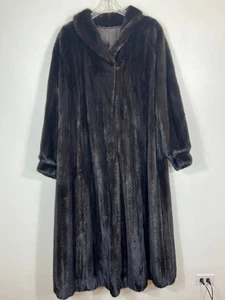 Abrigo Clásico de Piel MINK Marrón Muy Oscuro Mujer Extra Grande 51" Largo Negro Diamante - Imagen 1 de 5