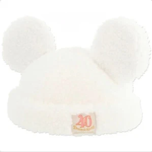 Japan Tokyo Disney Resort Mickey Ears HeadBand Cap 40th Anniversary Fluffy White - Picture 1 of 5