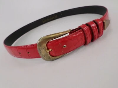 Cinto de couro limitado 30 M estampa de crocodilo jacaré vermelho feito nos EUA - Imagem 1 de 4