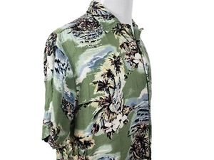 Route 66 Mens Hawaiian Shirt Sz Large Short Sleeve ButtonUp Tropical Print Green - Picture 1 of 10
