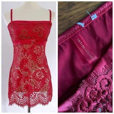 De Colección Y2K Intimissimi Mujer Slip Rojo Malla Encaje Transparente Paisley Hada Lencería Top S Foto 1 de 4