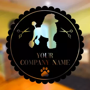 Grooming Salon Dog Poodle Window Stickers Company Name Personalised Vinyl - Picture 1 of 3