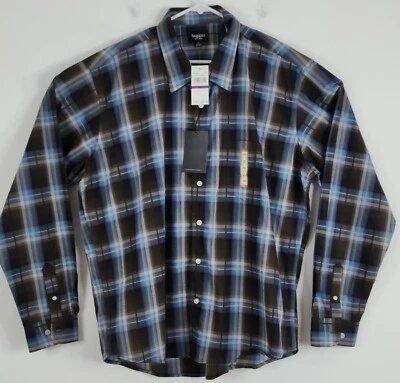 Haggar NWT Mens Long Sleeve Brown Plaid Button Up Size XXL - Image 1 of 4
