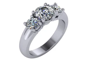 1,65 quilates I VS2 corte redondo ideal diamante 3 piedras anillo de compromiso oro blanco 18k - Imagen 1 de 3