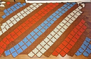 Vintage Handmade Afghan Brown Multicolor Throw Blanket Tassels Large 102 x 62 - Picture 1 of 4