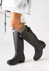 Hunter Womens Adjustable Festival Welly Boots - Black Matt Size 7 - NEW FREE P&P - Picture 1 of 8