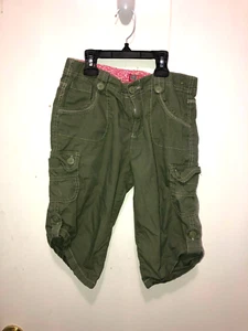 Faded Glory Y2K Girls SZ 14 Cargo Capri Pants Olive Green - Picture 1 of 3