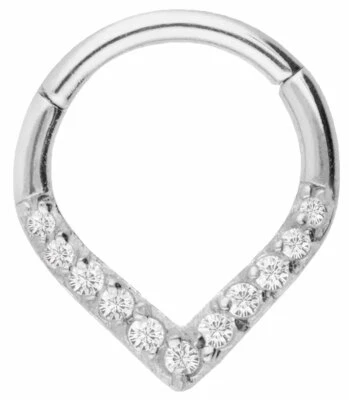 Naso Orecchio Labbra Piercing Gioielli Gocce Click con Molti Zirconia Cristalli - Immagine 1 di 4