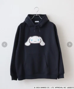 Sanrio Characters Cinnamoroll Navy Brushed Lined Big Silhouette Hoodie Unisex JP - Picture 1 of 12