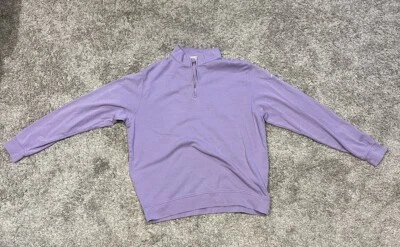 Suéter pulôver masculino Peter Millar couro roxo algodão 1/4 zíper tamanho XL - Imagem 1 de 4