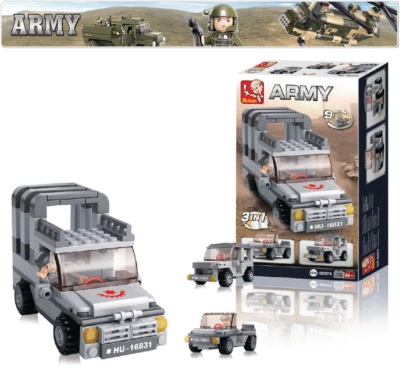 Sluban Army Construction Set - SUV Jeep 3 IN 1 - M38-B0537A - 110 Pieces - New - Image 1 of 3