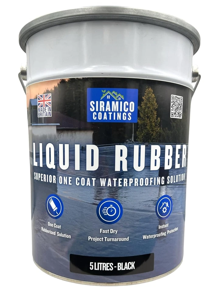 Liquid Rubber Roof Coating Instant Wateproofer - 5 Litres - Grey, Black or Clear - Image 1 of 4