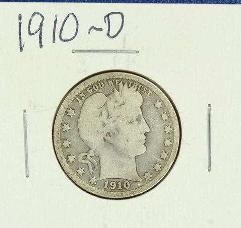 1910-D Barber Quarter : Good + Cover
