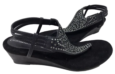 Croft & Barrow Women's Skyway Comfort Wedge Dress Sandals Black Size:7 89A - Image 1 of 4
