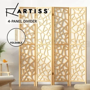 Artiss 4 Panel Clover Room Divider Screen Partition Privacy Wooden Stand Natural - Picture 1 of 11