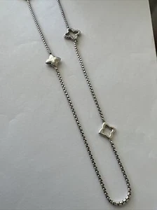 David Yurman Sterling Silver Quatrefoil Box Chain Necklace - Picture 1 of 6