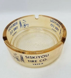 Vintage Marigold Carnival Glass Ashtray Siskiyou Tire Co. Yreka Ca. (G32) - Picture 1 of 4