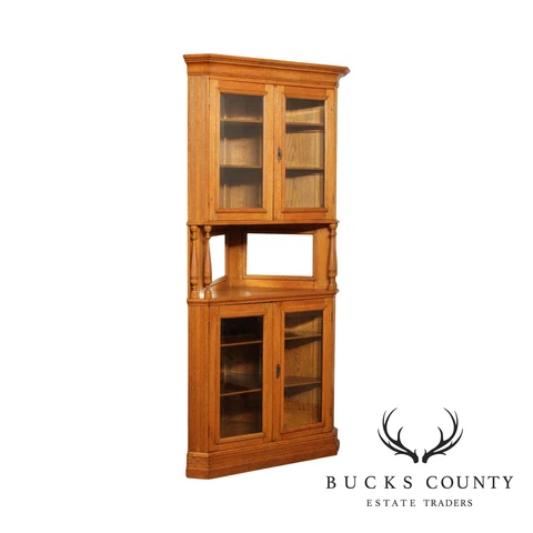 Antique Victorian Oak Corner Cabinet Cover