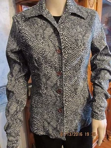 GIORGIO FIORLIRI WASHABLE POLY/SPAN GRAY/BLACK/GREEN ANIMAL PRINT JACKET- SZ S - Picture 1 of 11