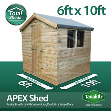 10x6 Pressure Treated Tanalised Apex Shed Quality Tongue and Groove 10FT x 6FT