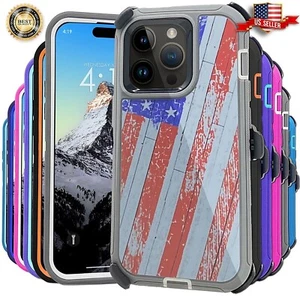For Apple iPhone 14 Plus Pro Max Camouflage Shockproof Defender Case+Belt Clip - Picture 1 of 15