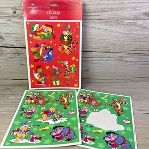 VTG Hallmark Stickers Disney Winnie the Pooh Tigger Christmas Winter 6 Sheets - Picture 1 of 6