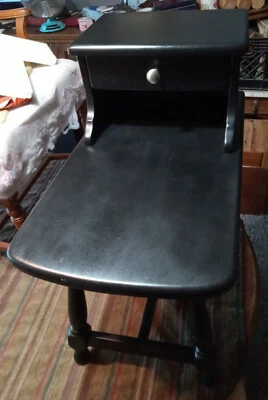 Mid Century Maple Black Lacquer Step End Table  (SET-39) - Image 1 of 4