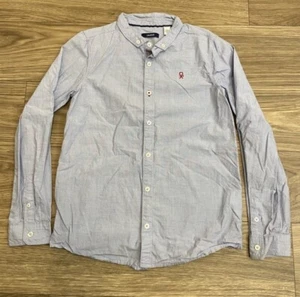 Okaidi 100% Cotton Kid’s Blue Woven Button Down Collared Shirt Youth sz 10 - Picture 1 of 5