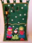 Vintage Bucilla Completed Christmas Card Holder Wall Hanging Carolers Light Post