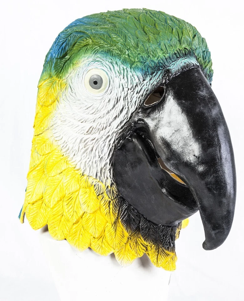 Tropical Parrot Mask Latex Overhead Animal Fancy Dress RAINBOW Bird Costume - Image 1 of 1