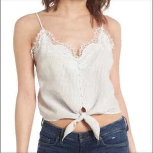 Astr The Label Tie Front Sz Small Striped Lace Tank - Picture 1 of 11