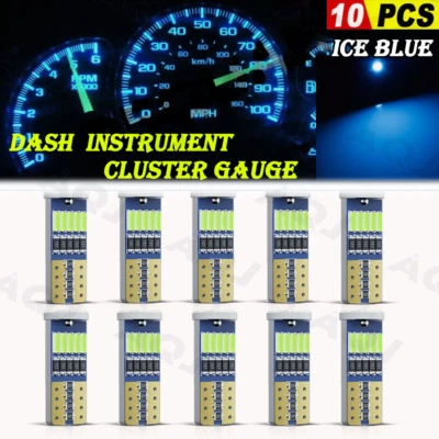 10Pcs T10 Gauge Cluster LED Dashboard Bulbs Blue For Chevrolet C3500 1988-1992 - Image 1 of 4