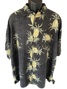Camisa Bamboo Cay Resortwear Para Hombre XL Negra Piña Palmera Barco Rayón SS - Imagen 1 de 7