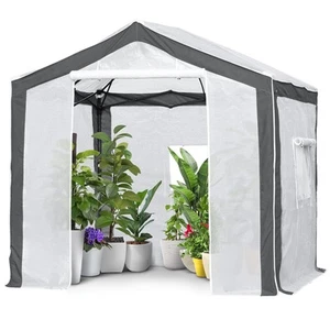 8x8 Portable Walk in Greenhouse with Polyester Reinforced Corners, Heavy Duty... - Picture 1 of 8