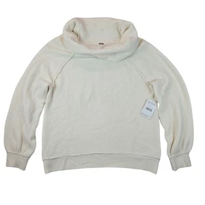 Free People Damen Large Pullover Creme Strick Stretch Pulli Wasserfallausschnitt 19008 - Bild 1 von 8