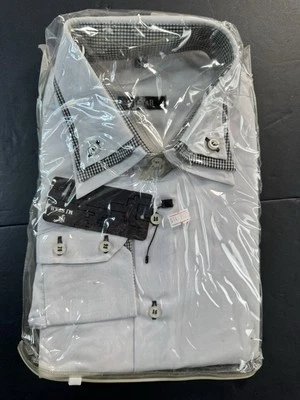 MJ Star Men’s Slim Fit Button Down White Gray Size XL NEW W TAGS NWT IN PLASTIC - Image 1 of 4