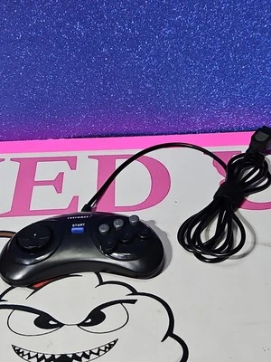 6 Button Retro-bit Controller Black for Sega Genesis - Image 1 of 4