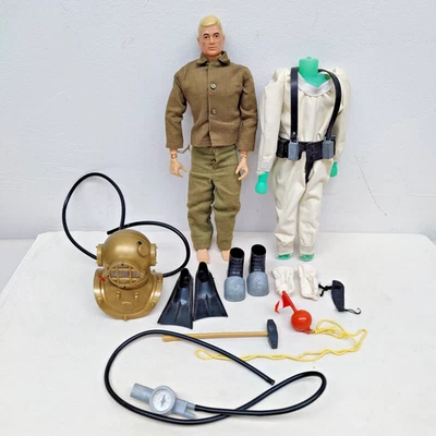 Vintage GI Joe Blond Cabeça Dura com Equipamento de Mergulhador em Alto Mar Conjunto Quase Completo - Imagem 1 de 4