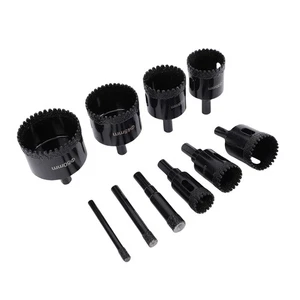 10Pcs Hole Saw Tile Drill Bits Kit Serrated Brazing Drill Bit Set With EVA Guide - Picture 1 of 12