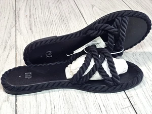 ✨ NUEVAS Sandalias de Noche Gap para Mujer Negras Cuerda Náutica Sin Luna Talla 8 Slides Sin Cordones - Imagen 1 de 14