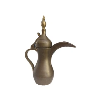 Cafetera beduina árabe Dallah vintage hecha a mano de latón Oriente Medio Foto 1 de 4