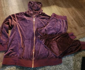 Livi Active Velour Hose 14/16 Damen plus Zip Jacke 18/20 weinrot Track Set  - Bild 1 von 7