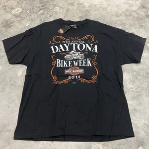 Harley-Davidson Mens Size XL Black Shirt Short Sleeve Daytona Beach FL 2018 NWT - Picture 1 of 6